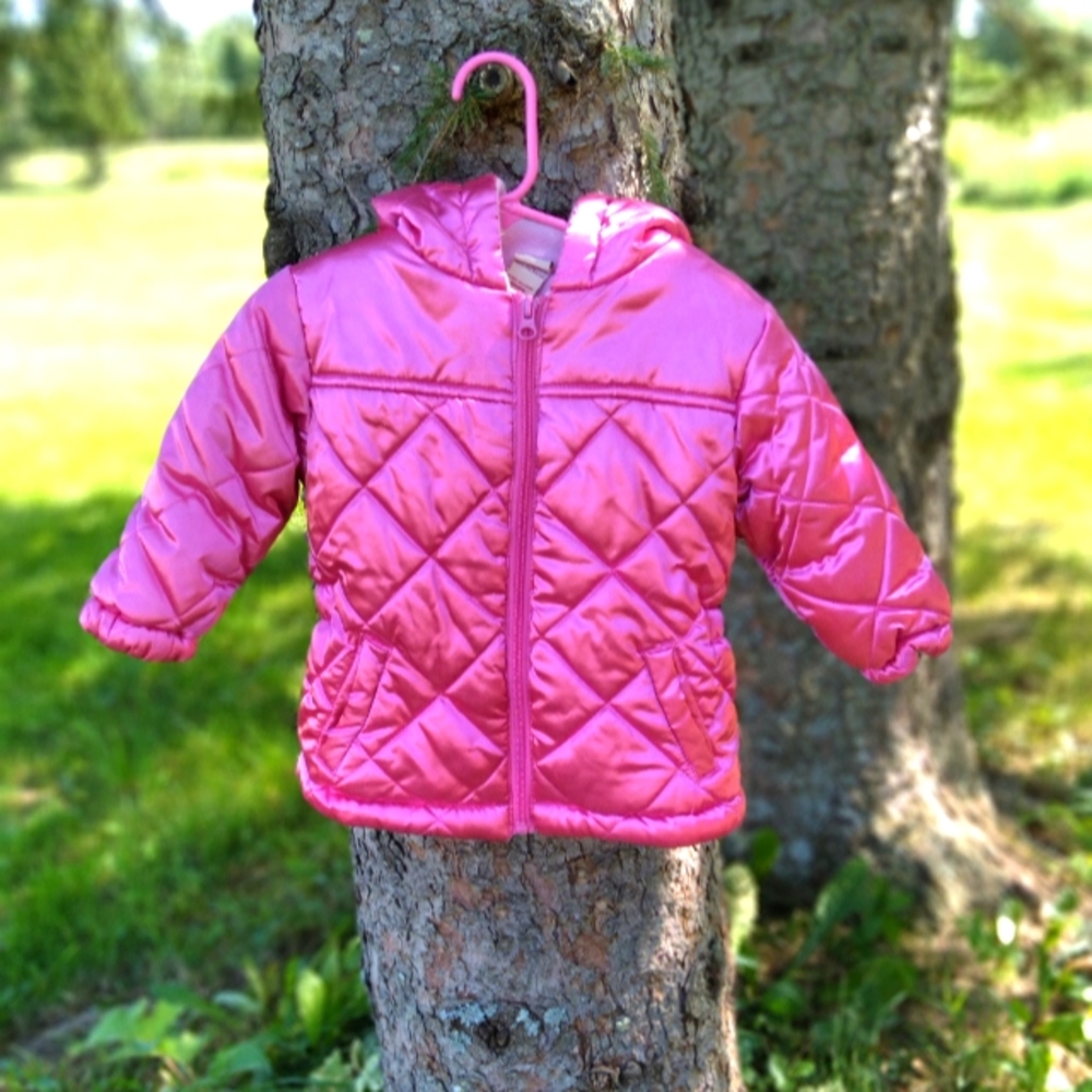 Faded Glory Shiny Pink Puffy Coat, Size 18M
